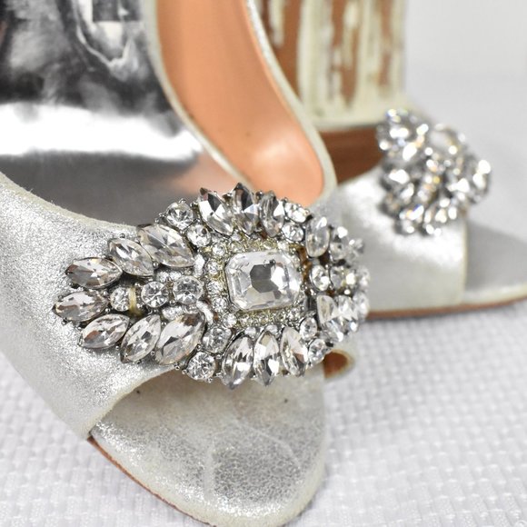 Badgley Mischka Metallic Peep Toe Heels Size 7.5 - Picture 2 of 6